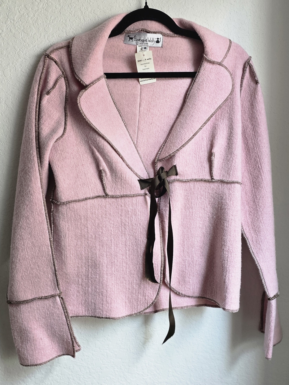 BEEBOP AND WALLY NYC NWT - Ribbon-Tie Pink Blazer Jacket